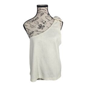 Like New J. Crew Factory Womens crea One Shoulder Bow Feminine Gauzy top